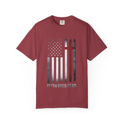 Patriotic Faith Over Fear | Unisex Garment-Dyed T-Shirt