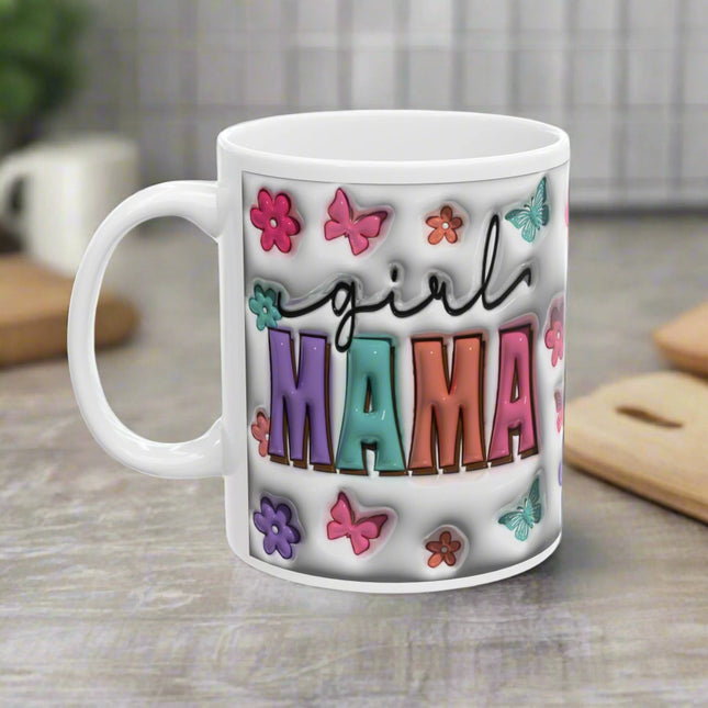 Girl MAMA Colorful Floral Ceramic Mug