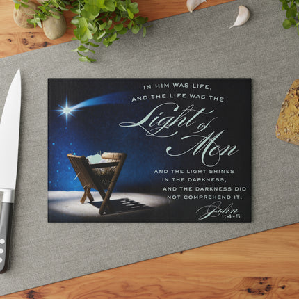 John 1:4-5 Light in the Gathering | Glass Charcuterie & Cutting Board