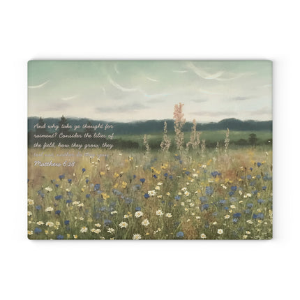 "Consider the Lilies" Glass Cutting Board
