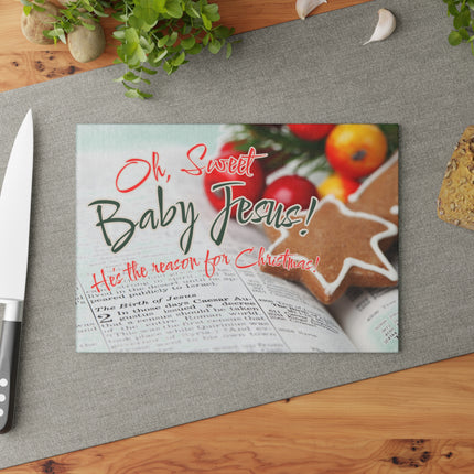 Sweet Baby Jesus | Christmas Glass Charcuterie & Cutting Board