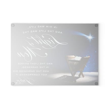 John 1:4-5 Light in the Gathering | Glass Charcuterie & Cutting Board