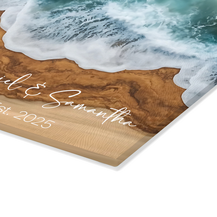 Personalized "Ocean Tide" Glass Cutting Board