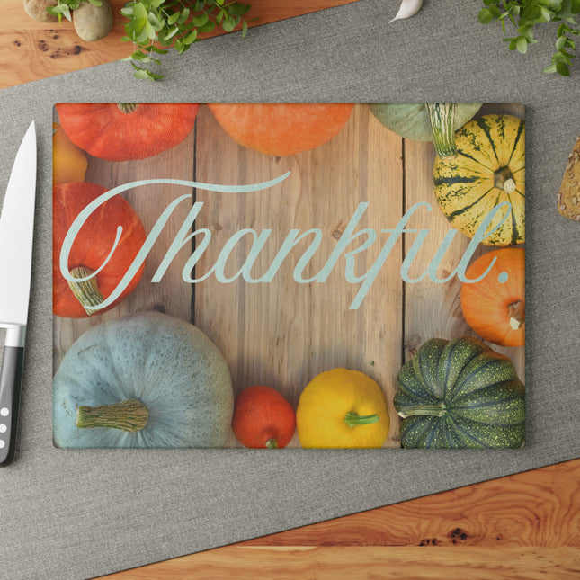 THANKFUL. | Grateful. THANKFUL. Blessed. Part 2 of 3 | Tempered Glass Charcuterie & Cutting Board Set