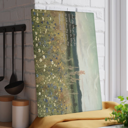 "Consider the Lilies" Glass Cutting Board