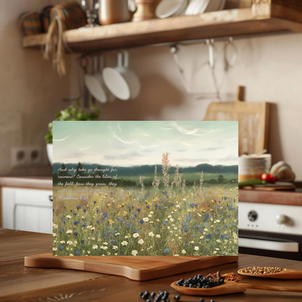 "Consider the Lilies" Glass Cutting Board