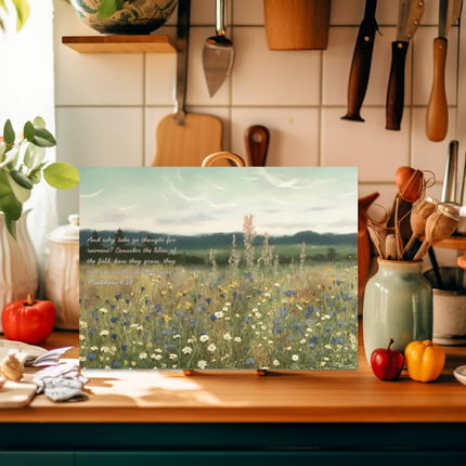 "Consider the Lilies" Glass Cutting Board