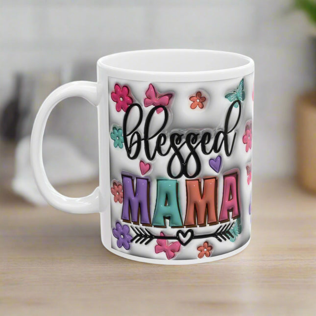 Blessed MAMA Colorful Floral Ceramic Mug