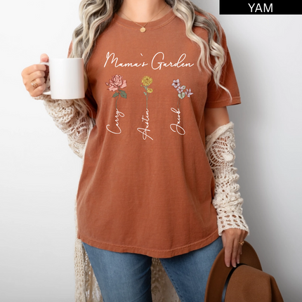 Personalized Birth Flower T-Shirt For Mom, Grandma