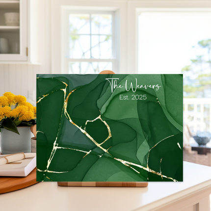 Personalized "Golden Green Marble" | Glass Charcuterie & Cutting Board