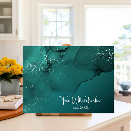 Personalized "Teal Marble" | Glass Charcuterie & Cutting Board