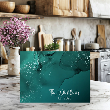 Personalized "Teal Marble" | Glass Charcuterie & Cutting Board