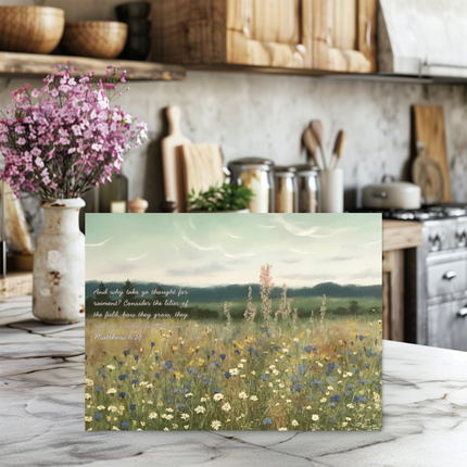 "Consider the Lilies" Glass Cutting Board