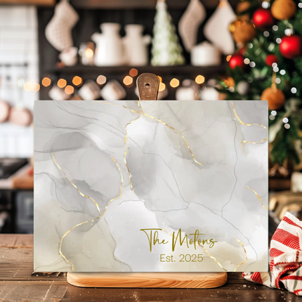 Personalized "White Gold Marble" | Glass Charcuterie & Cutting Board