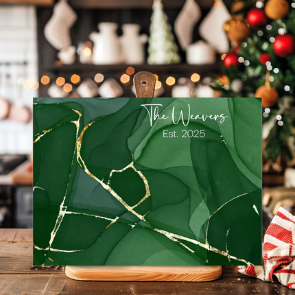 Personalized "Golden Green Marble" | Glass Charcuterie & Cutting Board