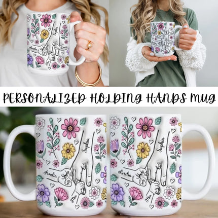 Personalized Holding Hands Mug Main Mockup Image