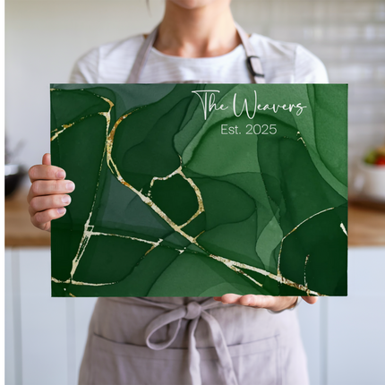 Personalized "Golden Green Marble" | Glass Charcuterie & Cutting Board