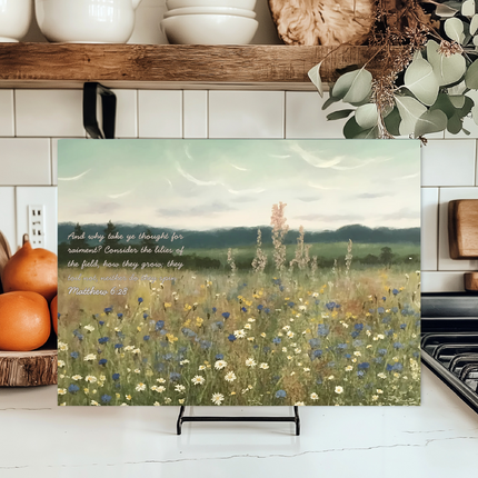 "Consider the Lilies" Glass Cutting Board