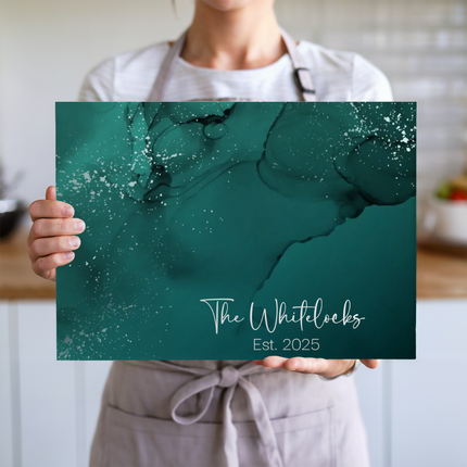Personalized "Teal Marble" | Glass Charcuterie & Cutting Board