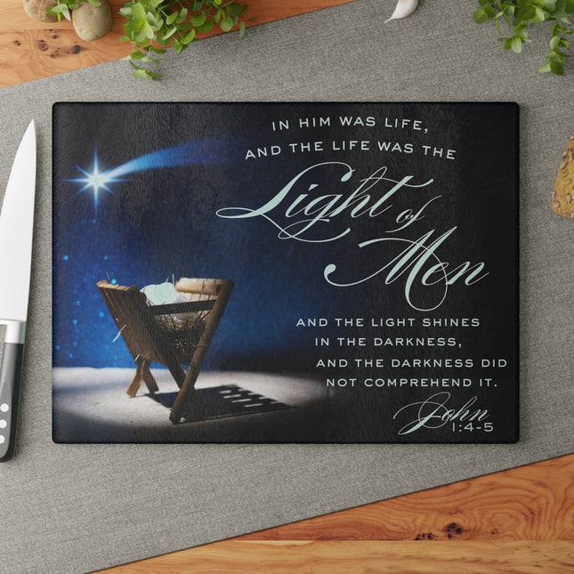 John 1:4-5 Light in the Gathering | Glass Charcuterie & Cutting Board