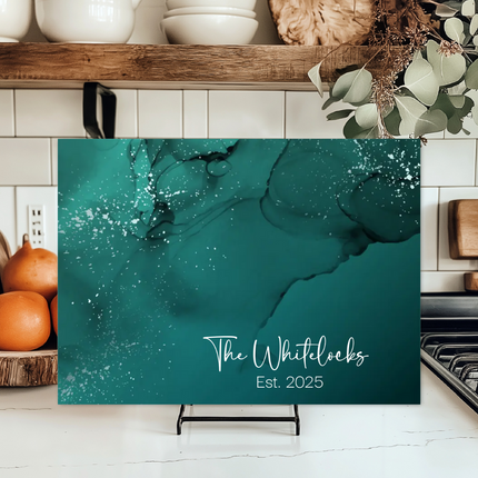 Personalized "Teal Marble" | Glass Charcuterie & Cutting Board