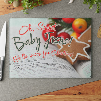 Sweet Baby Jesus | Christmas Glass Charcuterie & Cutting Board