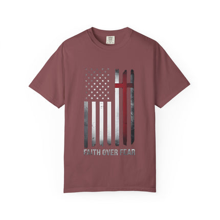 Patriotic Faith Over Fear | Unisex Garment-Dyed T-Shirt
