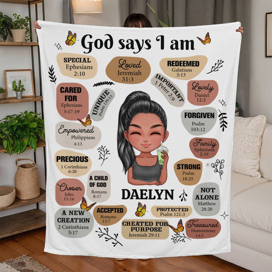 God Says I am Blanket For Daughter | VPM Cozy Plush Fleece | 50in x60in