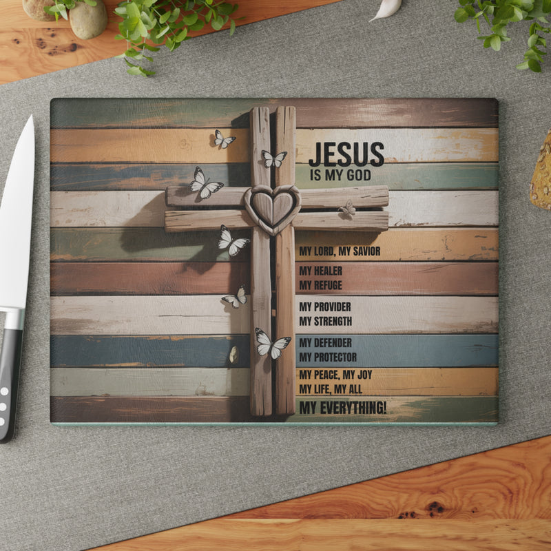 Jesus Is | Glass Charcuterie & Cutting Board