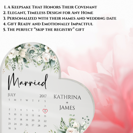Personalized Heart Acrylic Plaque For Weddings & Anniversaries