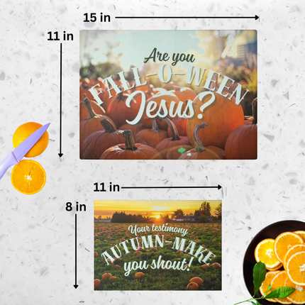 FALL-O-WEEN JESUS | Bundle Set of 2 | Tempered Glass Cutting Boards
