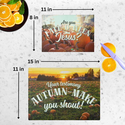 FALL-O-WEEN JESUS | Bundle Set of 2 | Tempered Glass Cutting Boards