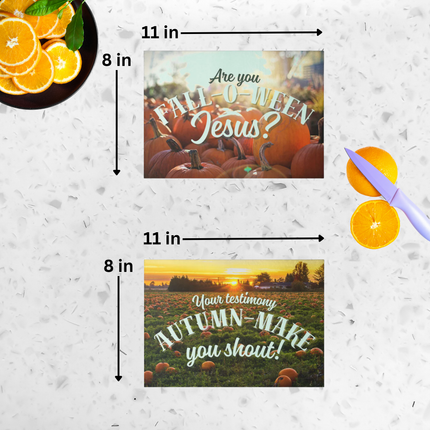FALL-O-WEEN JESUS | Bundle Set of 2 | Tempered Glass Cutting Boards