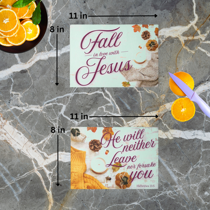 FALL IN LOVE WITH JESUS | Bundle Set of 2 | Tempered Glass Cutting Boards