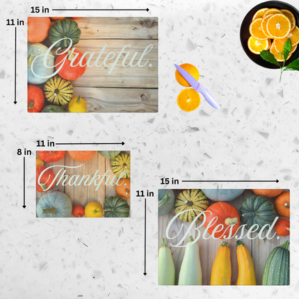 GRATEFUL. THANKFUL. BLESSED. | 3-Piece Tempered Glass Cutting Board Bundle