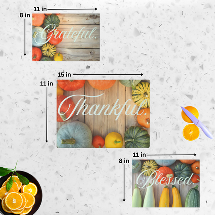 GRATEFUL. THANKFUL. BLESSED. | 3-Piece Tempered Glass Cutting Board Bundle