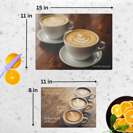 Gathered in Grace – Coffee & Fellowship | Glass Charcuterie & Cutting Board Set