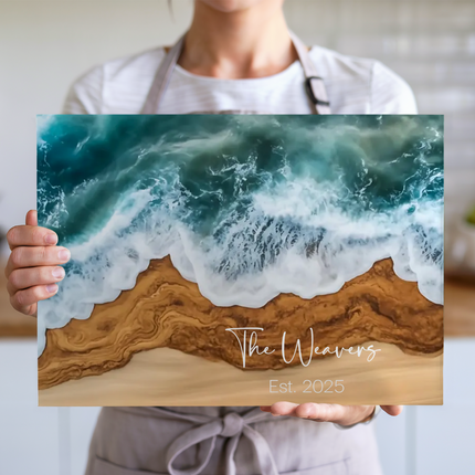 Personalized "Ocean Tide" Glass Cutting Board