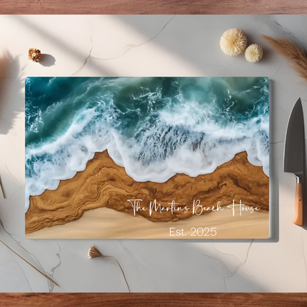 Personalized "Ocean Tide" Glass Cutting Board