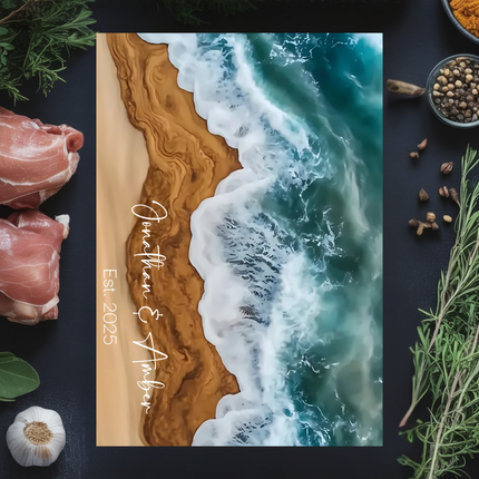 Personalized "Ocean Tide" Glass Cutting Board