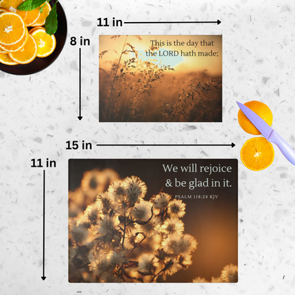 THE DAY THE LORD HAS MADE | Bundle Set of 2 | Tempered Glass Cutting Boards