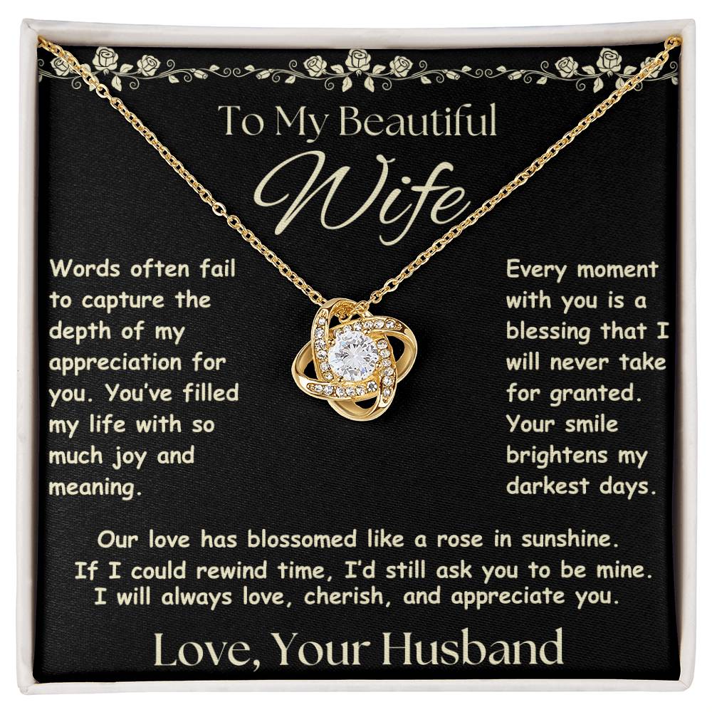 To My Wife | Beautiful Blossom | Love Knot Necklace