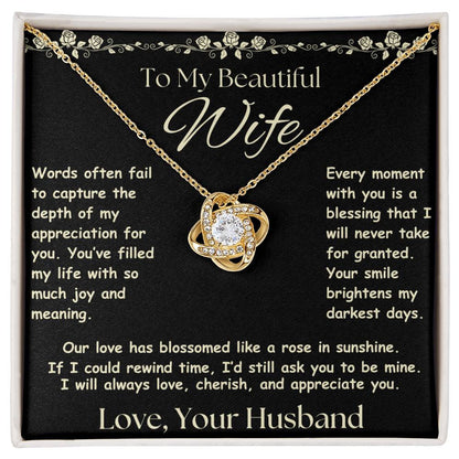 To My Wife | Beautiful Blossom | Love Knot Necklace