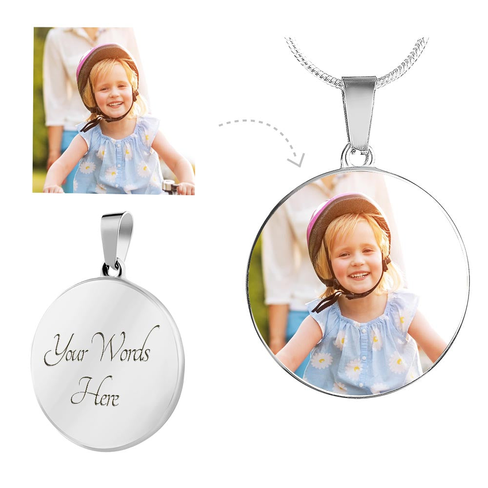 Custom Circle Photo Pendant - Customized Portrait Jewelry.