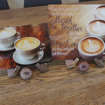 Gathered in Grace – Coffee & Fellowship Glass Cutting Board Set