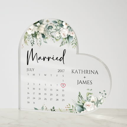 Personalized Heart Acrylic Plaque For Weddings & Anniversaries