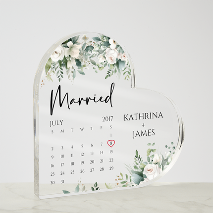 Personalized Heart Acrylic Plaque For Weddings & Anniversaries